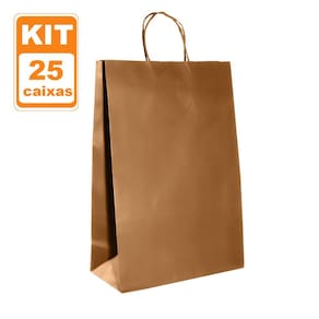 Sacolas Kraft Lisas 24x35x11 Delivery Ecológicas - 25 und
