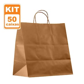 Sacolas Kraft Lisas 31x33x19 Delivery Ecológicas - 50 und