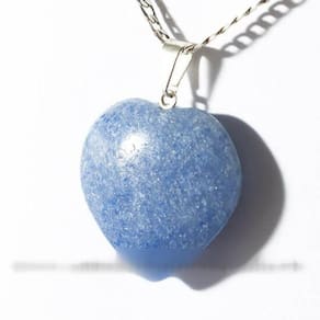 Colar Coração Quartzo Azul Pedra Natural Banhado Prata