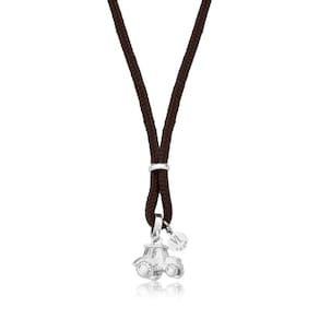 Colar Trator Infantil Prateado No Paracord Marrom