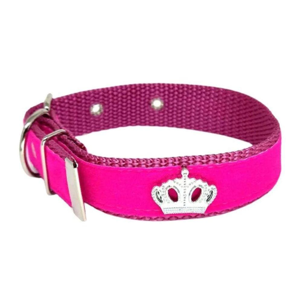 Coleira Camurça Aplique Cachorro Nicapet 25Mm Cor Rosa Nº 5
