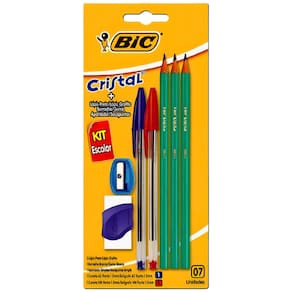 Kit Escolar Blister Com 7 Peças Canetas/Lapis/Borracha Bic