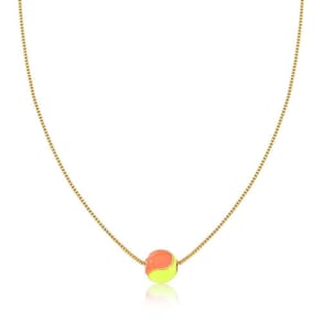 Colar Bolinha De Beach Tennis Esmaltada Com Revestimento Em Ouro