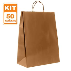 Sacolas Kraft Lisas 31x40x15 Delivery Ecológicas - 50 und
