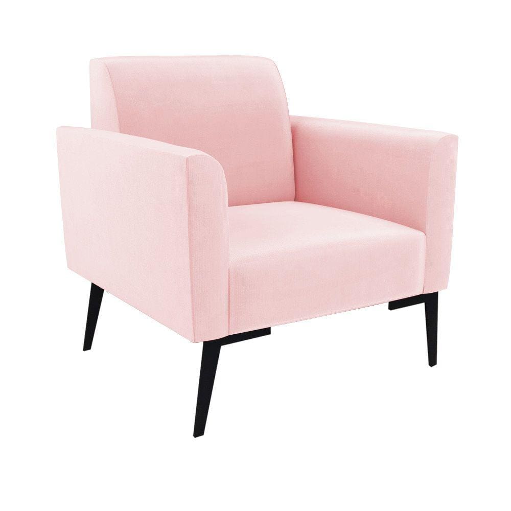 Poltrona Pés Villach Marisa Suede Rosa Bebê D03 - D`Rossi