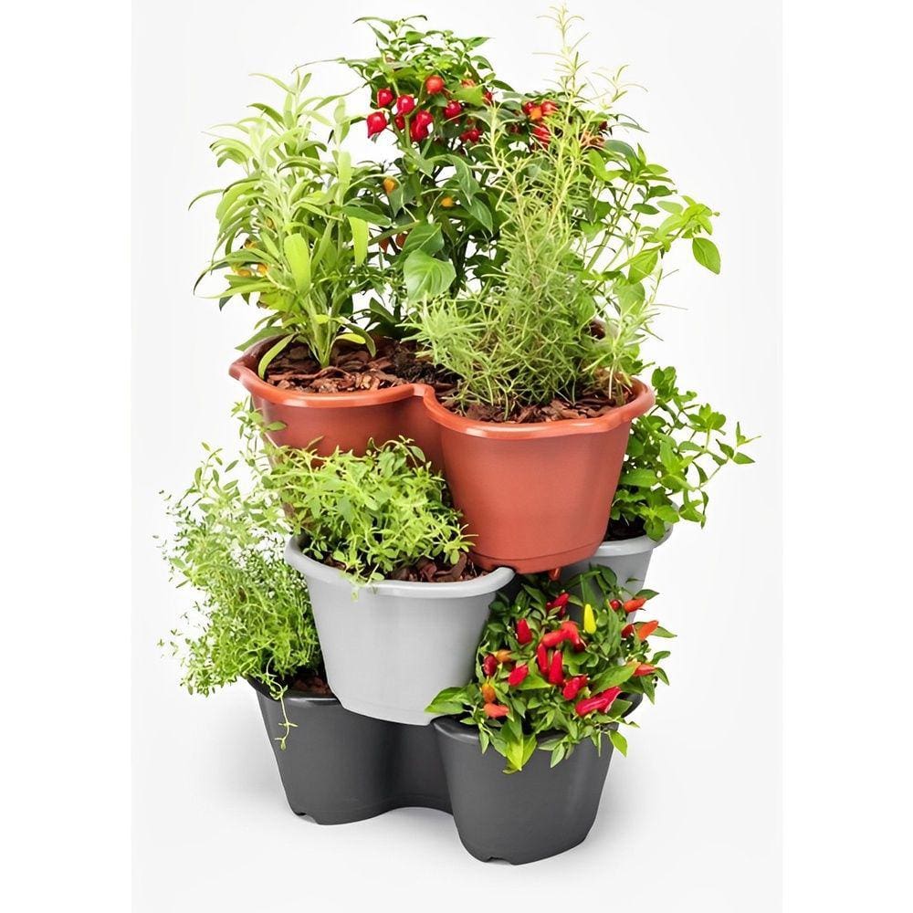 Vaso Tacho Para Plantas Modelo Pétala Empilhável 11,5 Litros - Preto