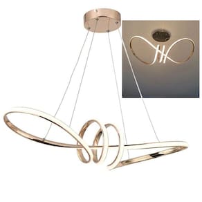 Lustre Luminaria Arco Pendente Aneis Infinito 3 Em 1 Led Luxo Ambiente Recepçao Casa