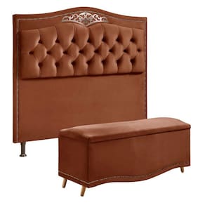 Conjunto Cabeceira e Calçadeira Holanda 90cm Veludo Speciale Home