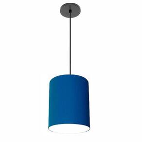 Luminária Pendente Md-4102 Cúpula Em Tecido Azul-marinho Cor Da Canopla Canola Preta E Fio Preto
