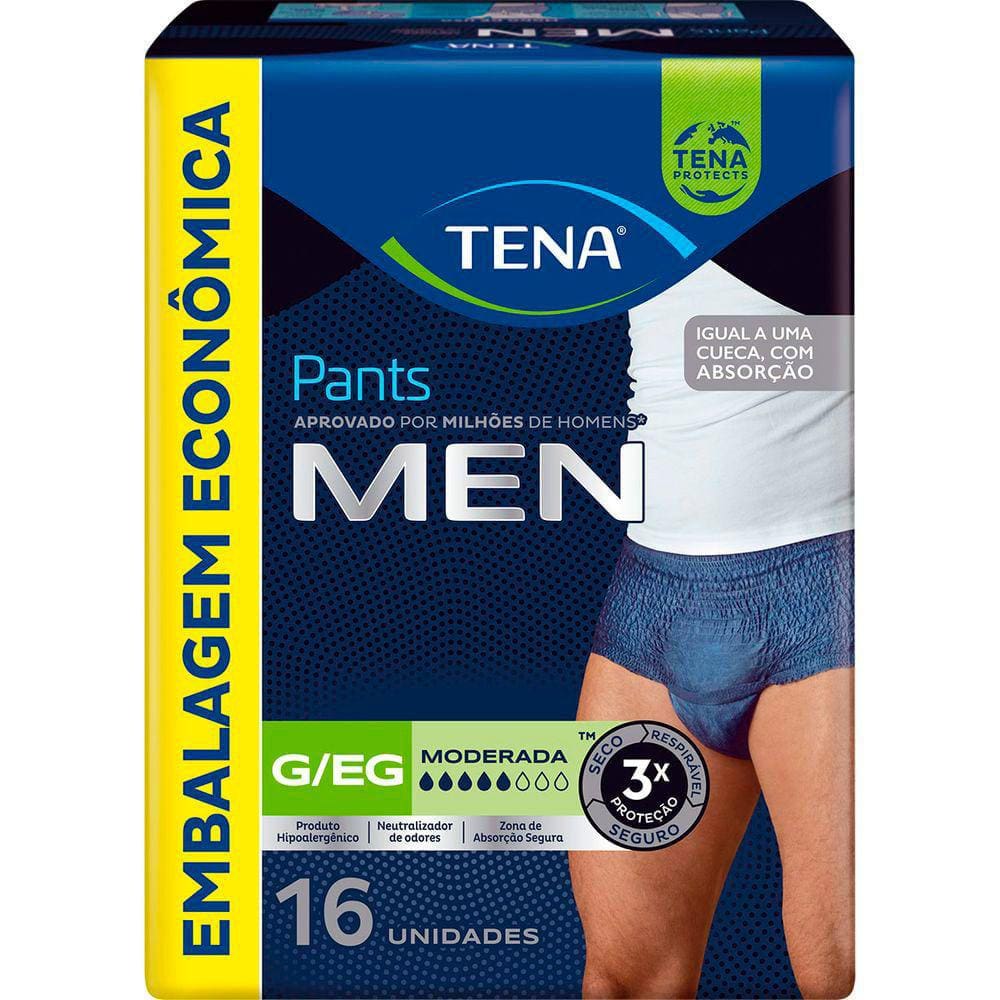 Roupa Íntima Descartável Tena Pants Men Tamanho G/EG com 16 Unidades