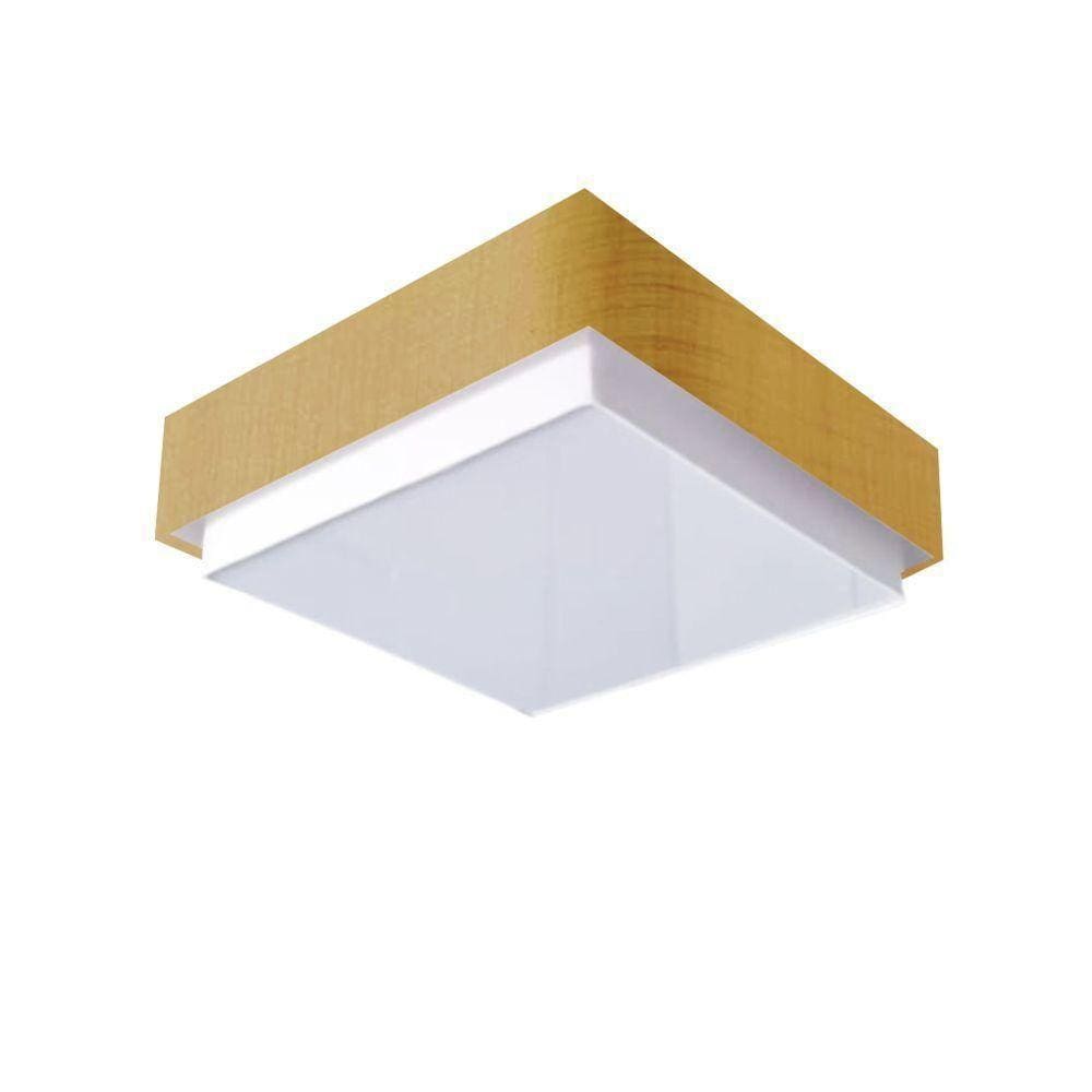 Plafon Quadrado Vivare Md-3091 Cúpula Em Tecido 50x50cm Palha Bivolt