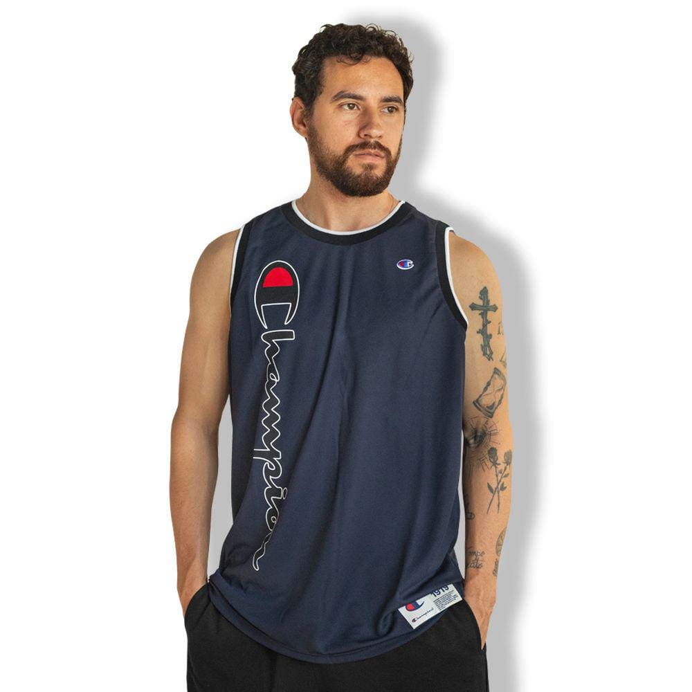 Camiseta Regata Champion Basket Script Street Navy