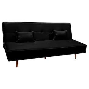 Sofá Cama Silver 3 Lugares Reclinável 1,92 Material Sintético Preto Speciale Home