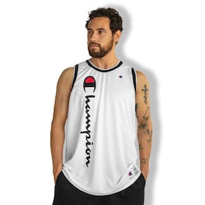 Camiseta Regata Champion Basket Script Street White