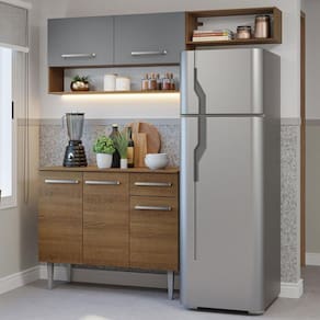Armário De Cozinha Compacta 165cm Rustic/cinza Emilly Madesa 08 Rustic/cinza