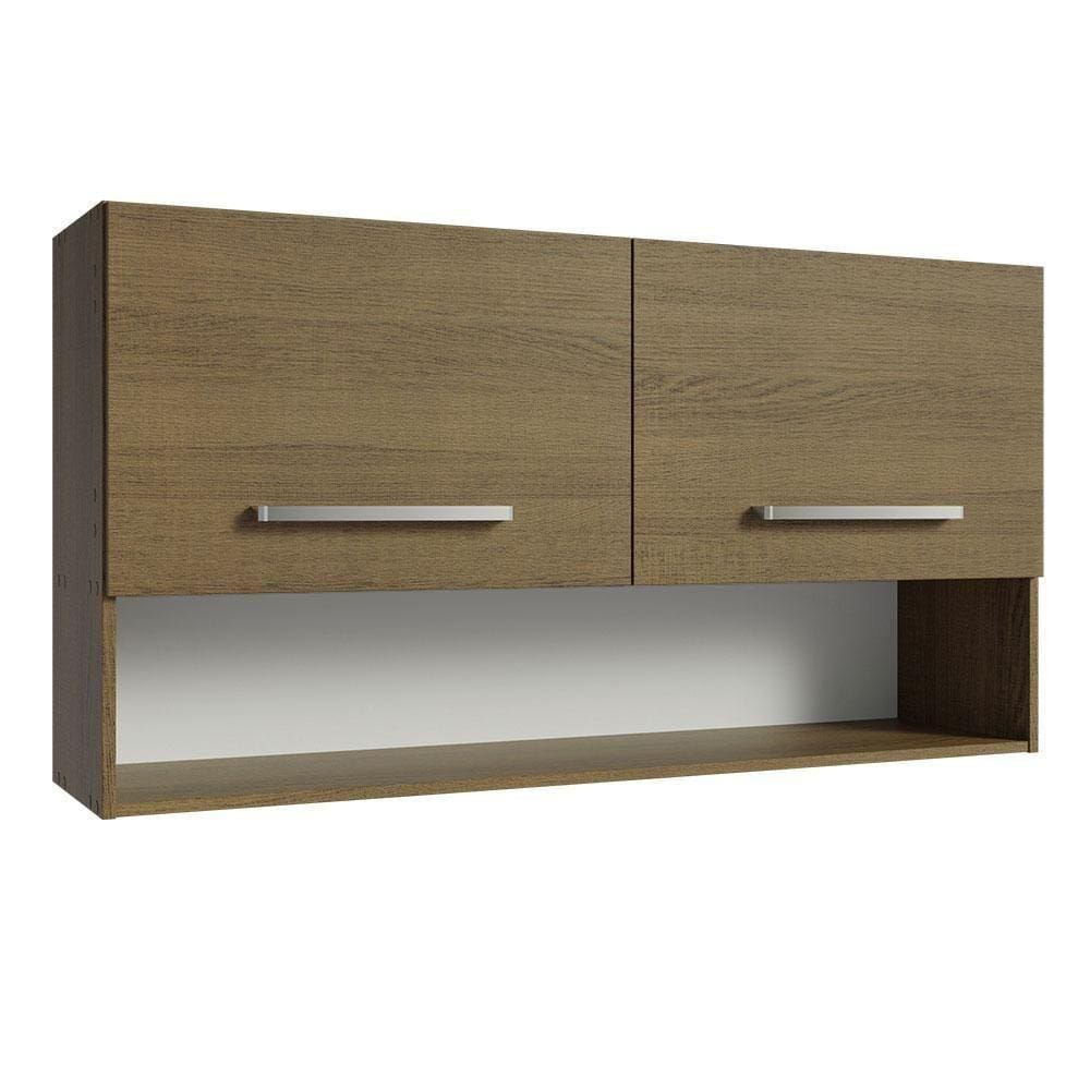 Armário Aéreo Cozinha 105cm 2 Portas 1 Nicho Rustic Emilly Madesa Rustic