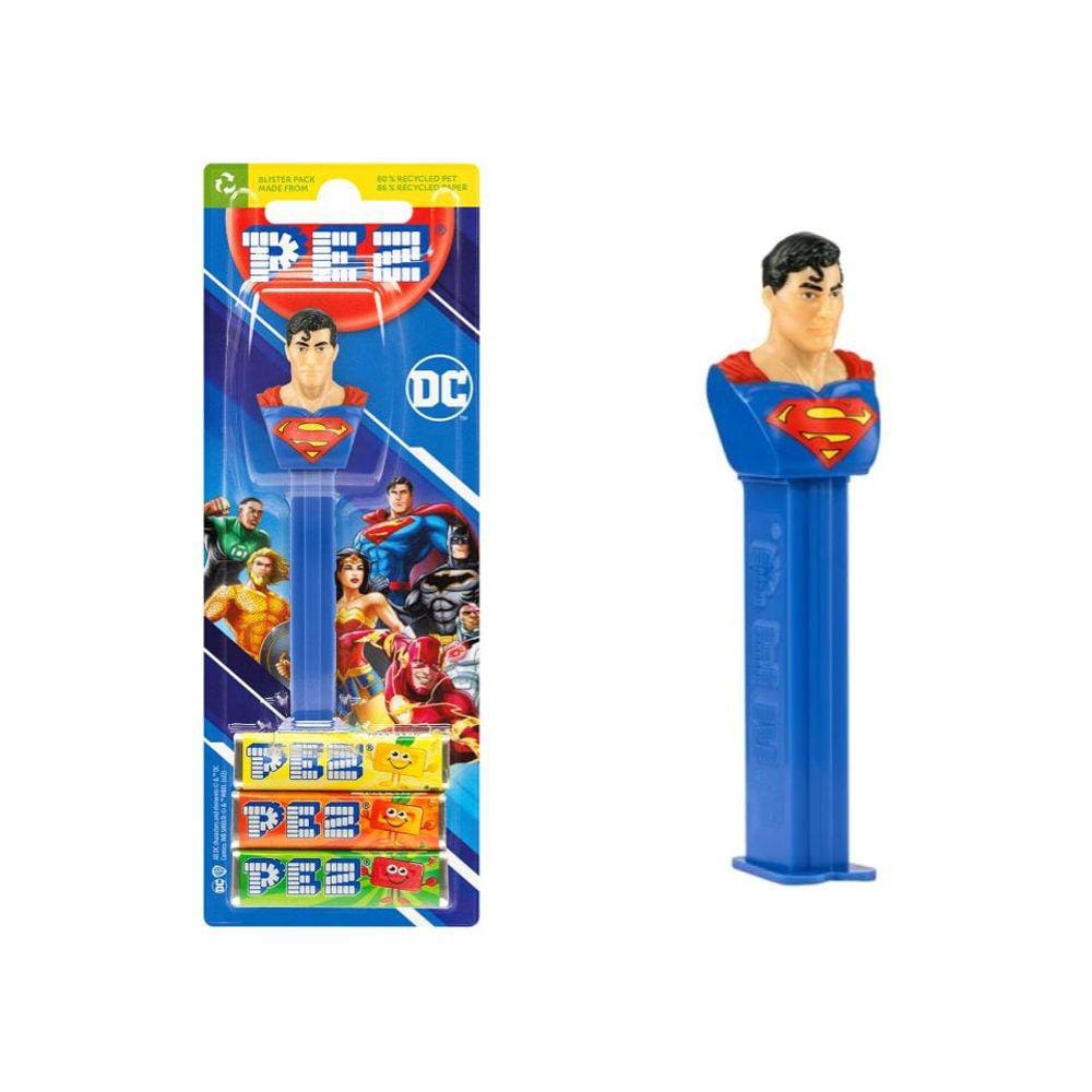Pastilha PEZ Dispenser Heroi DC Superman C/ 3un 25,2g - Importado