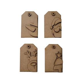 Kit c/4tag diferente tema Natal c/aplicações em camada 5x8cm - Jeito Próprio Artesanato
