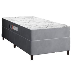 Cama Box Solteiro Colchão Espuma Egito 88x188x57cm Cinza / Branco Portobel Cinza