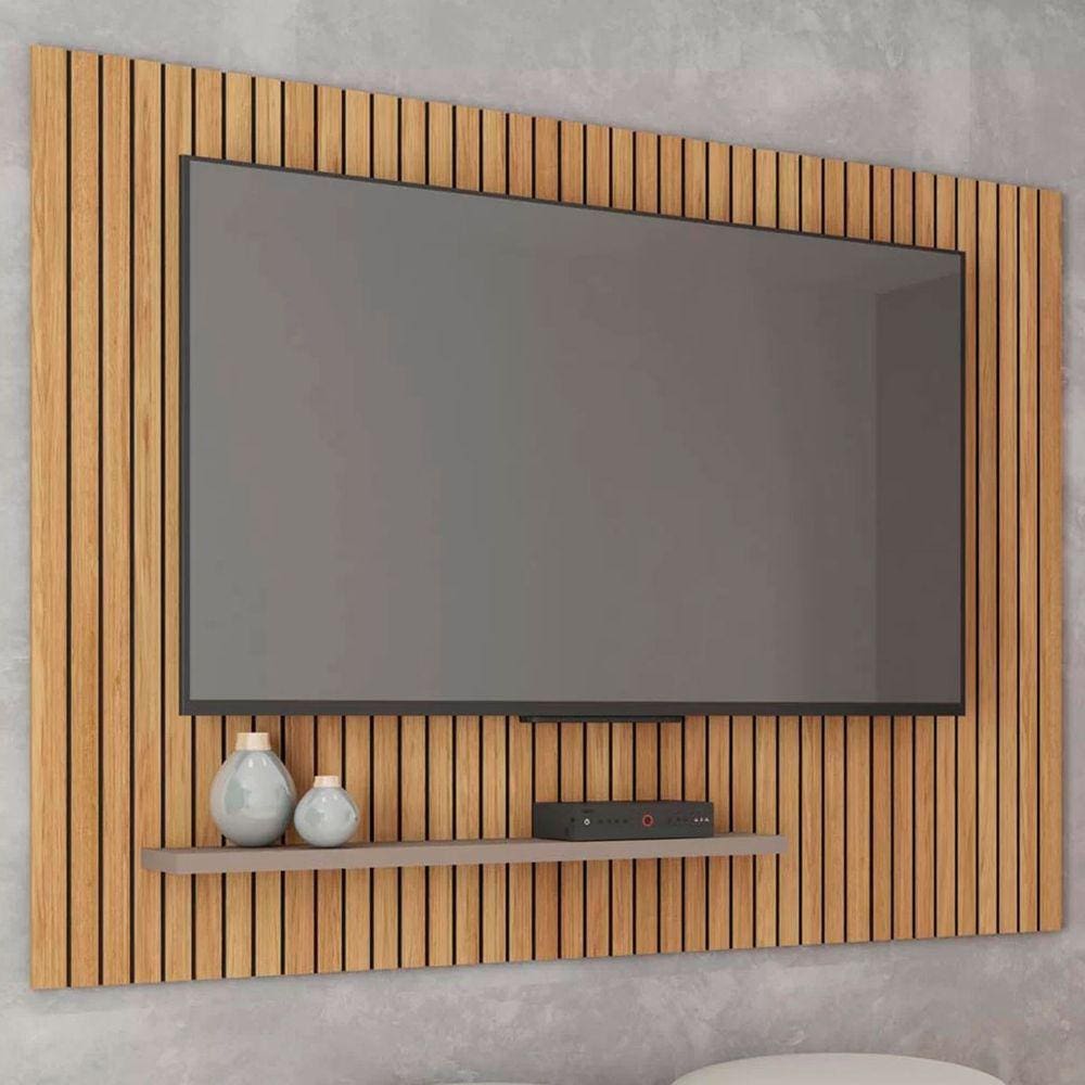 Painel para TV Até 70 Polegadas com Ripado Aegon Marrom/Cinza - Caemmun