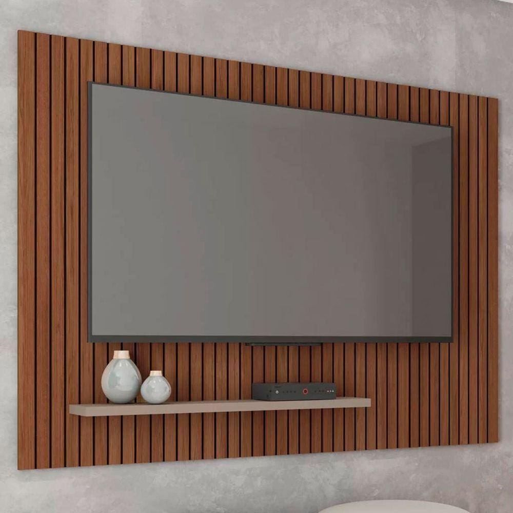 Painel para TV Até 70 Polegadas com Ripado Aegon Cinza/Havana - Caemmun