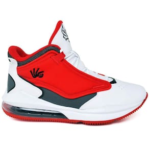 Tênis Masculino Basquete Macio Branco e Vermelho Tamanho Especial Ankaa