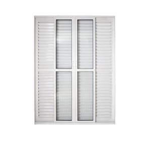 Porta balcão 6 folhas 2,10x1,50 com fechadura no alumínio branco
