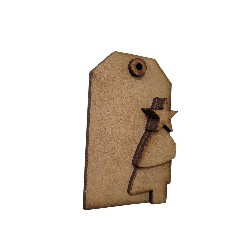 Tag c/aplicações árvore de Natal sobreposto 5x8cm- Jeito Próprio Artesanato