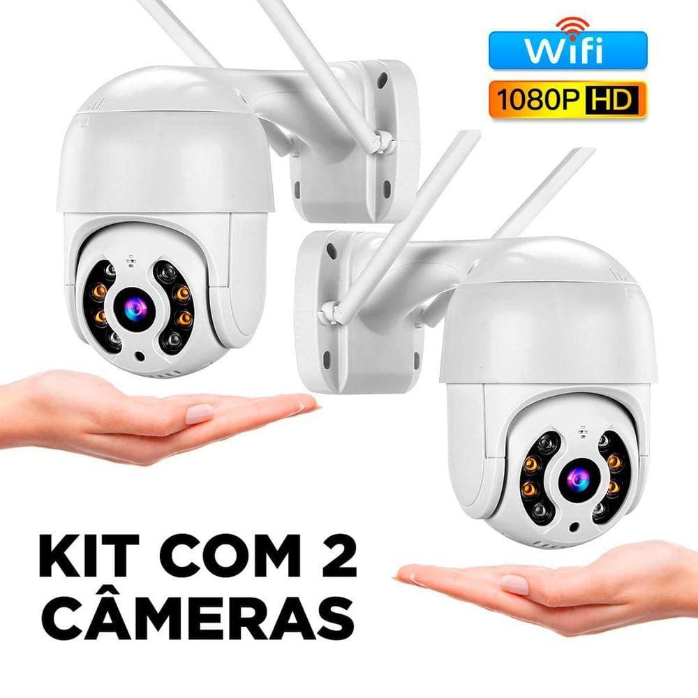 Kit 2 Câmeras Ip Wi-Fi Rotativa Externa Dome À Prova D`Água