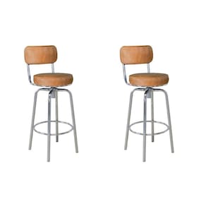 Conjunto 02 Banquetas Giratória em Aço Capadócia Yescasa Cromado/Caramelo