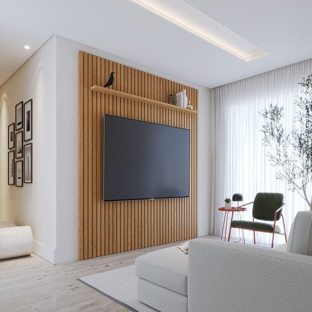 Conjunto Painel Ripado 250,0 Cm Niágara Freijó