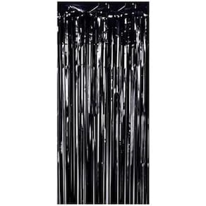 Cortina Fitas Metalizadas Preto Liso - 1x2 Metros