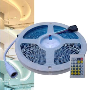 Fita Led 5025 Dimerizável Com 3 Cores De Luz (Frio, Quente e Morno) De 5M De 12V Com Controlador De Efeitos E Controle