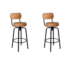 Conjunto 02 Banquetas Giratória em Aço Capadócia Yescasa Preto/ Caramelo