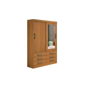 Guarda-Roupa 2 Portas 6 Gavetas c/Espelho Cinamomo Meridian 1.35 D`Doro