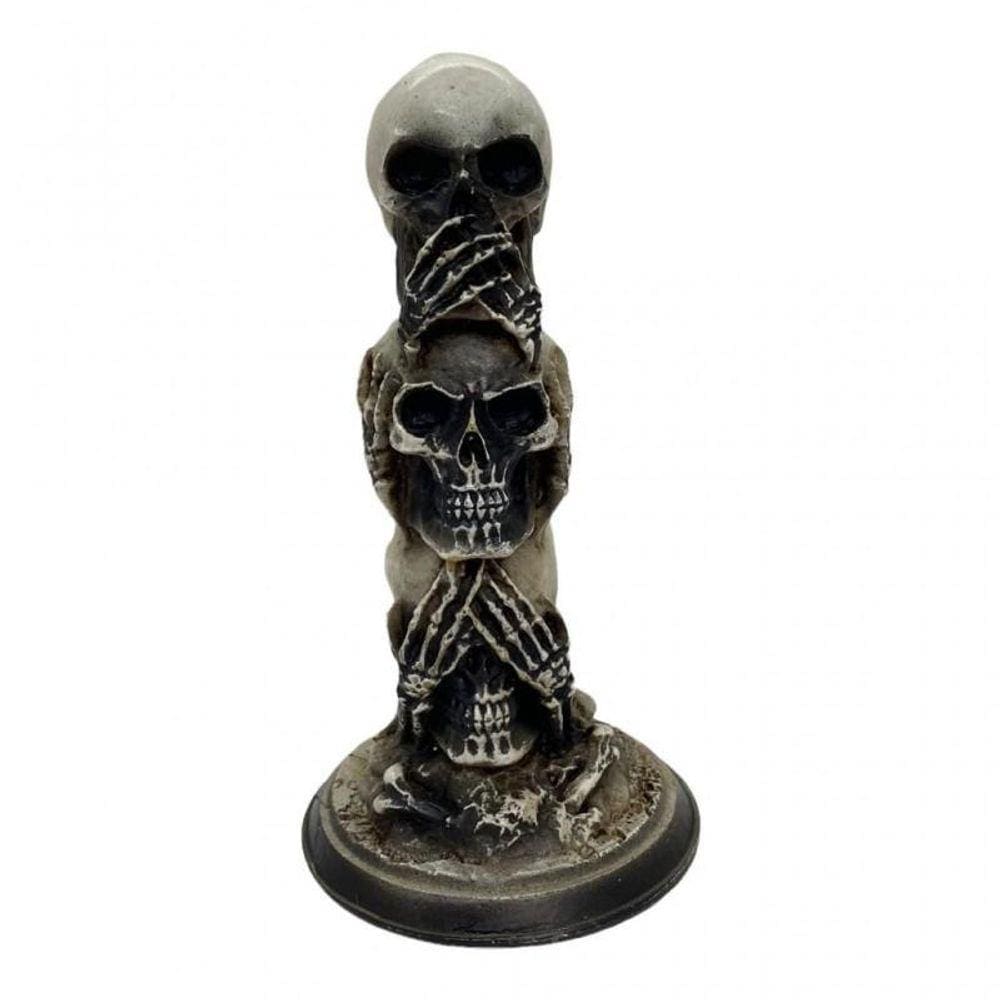 Escultura Toten 3 Crânios 12,5Cm Em Resina - Selecione A Cor