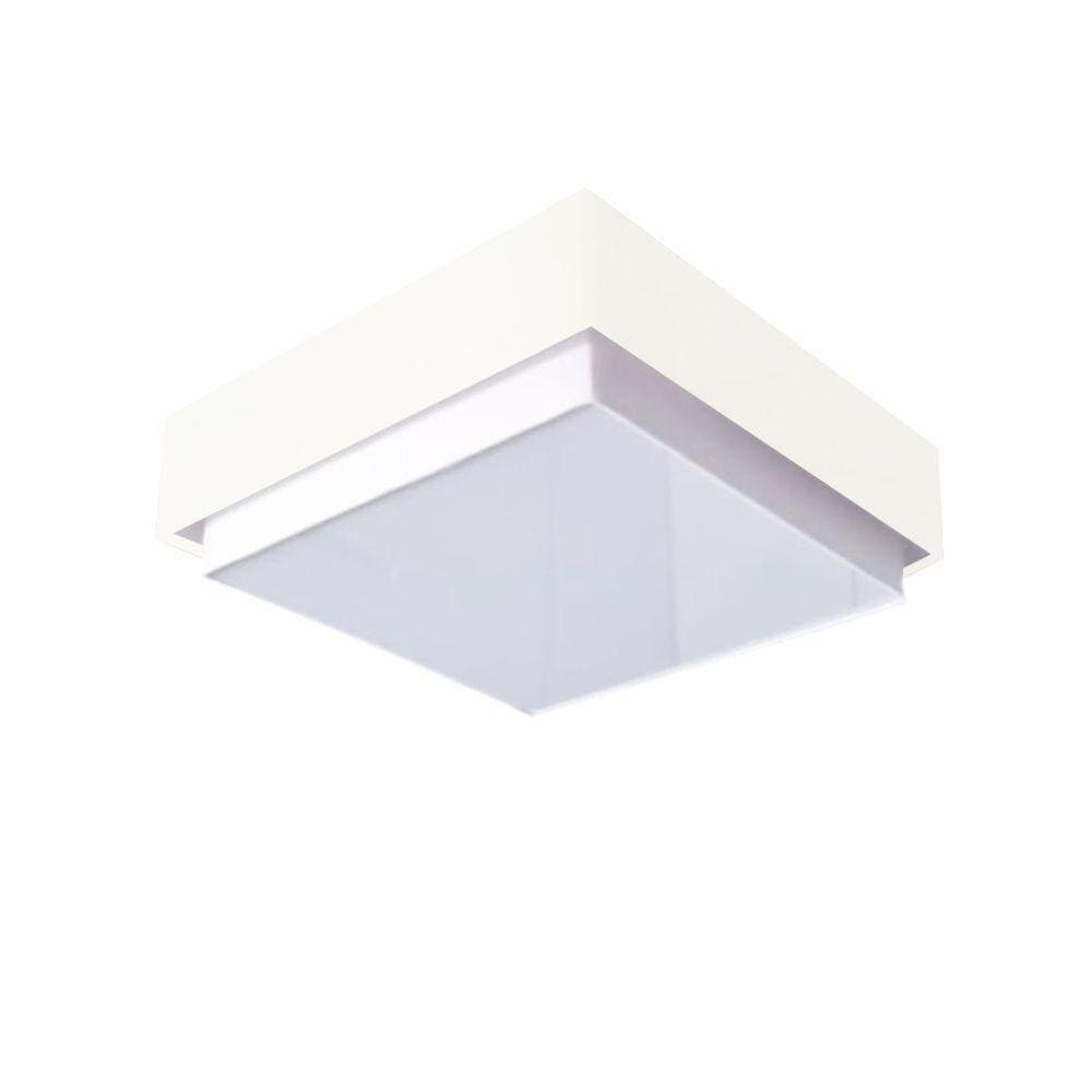 Plafon Quadrado Vivare Md-3091 Cúpula Em Tecido 50x50cm Branco Bivolt