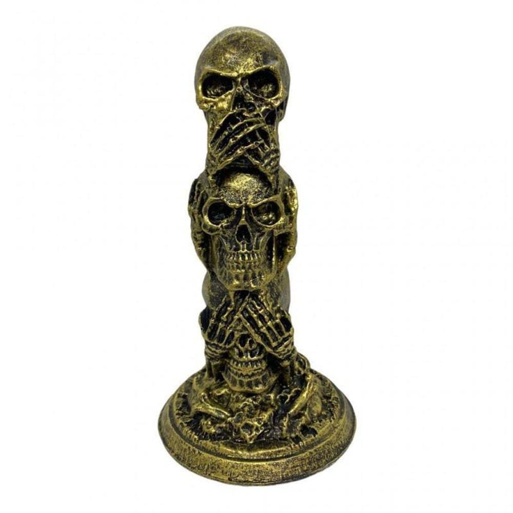 Escultura Toten 3 Crânios 12,5Cm Em Resina - Selecione A Cor