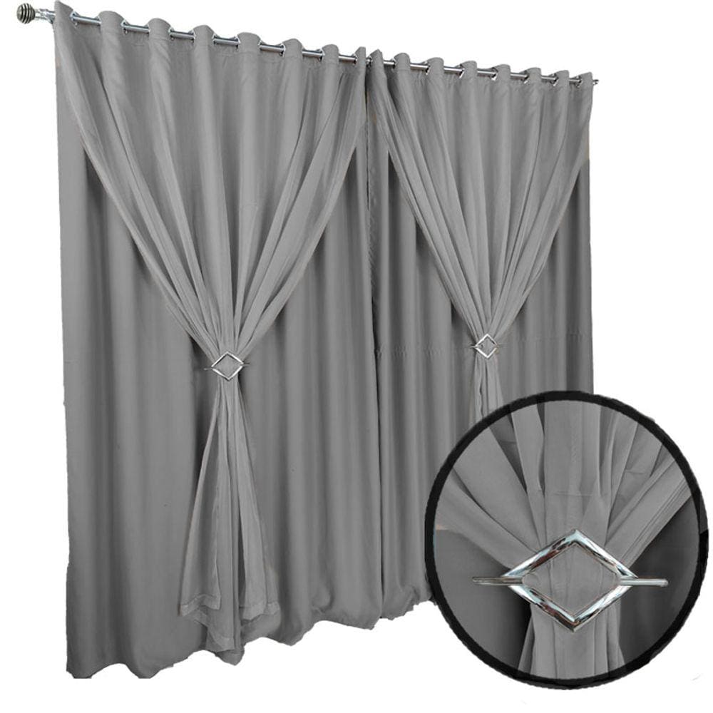 cortina blackout Berlim 8,00 x 2,90 corta luz voal cinza