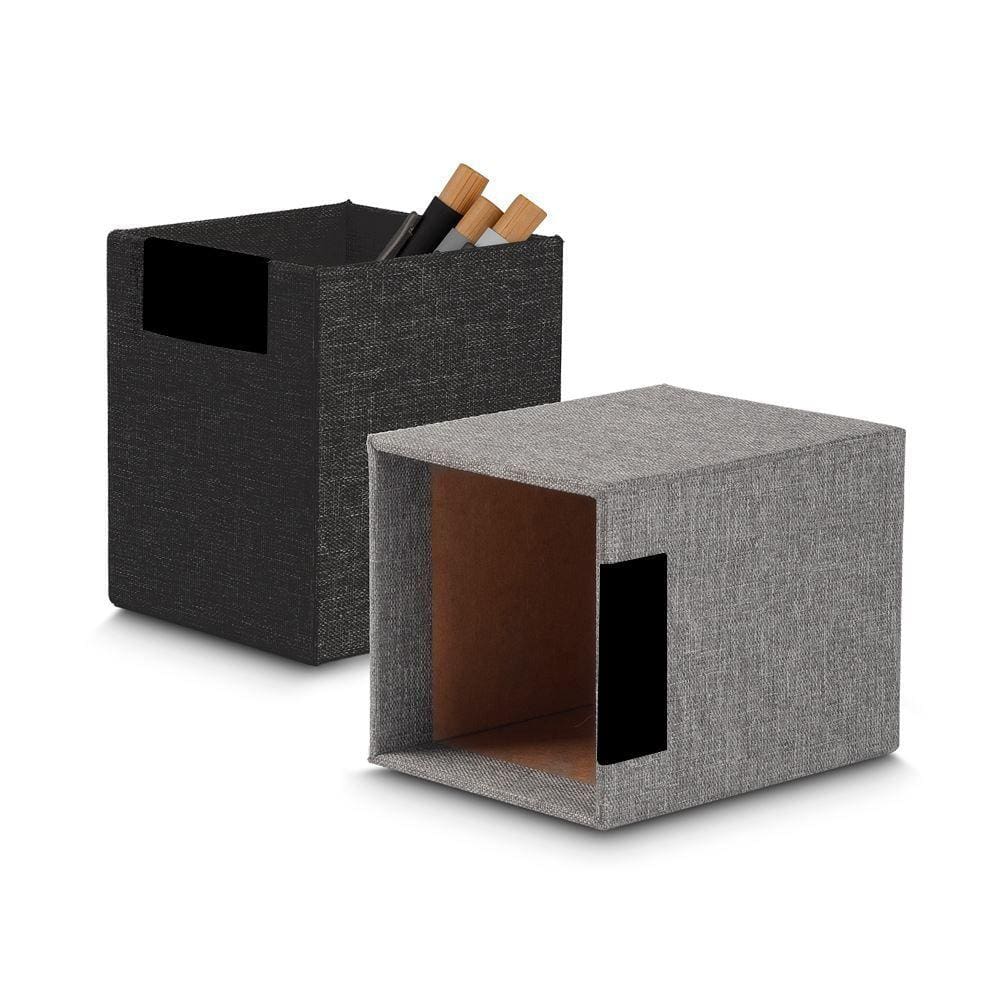 Porta Canetas e Objetos com Tecido Cinza