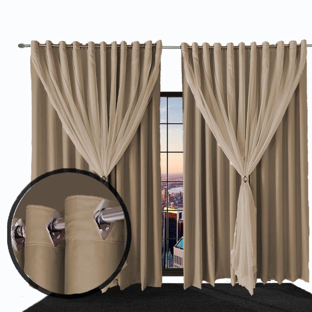 cortina blackout ana corta luz 8,00 x 2,90 quarto marrom