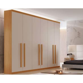 Guarda Roupa Casal 6 Portas e 6 Gavetas Pernambuco Naturale/Off White - Rufato