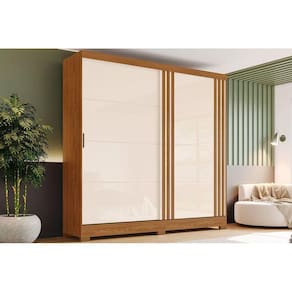 Guarda Roupa Casal 2 Portas Deslizante e 3 Gavetas Briz B352 Nature/Off White - Henn