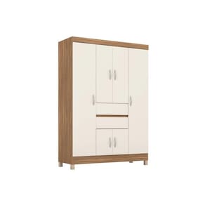 Guarda Roupa 6 Portas e 2 Gavetas Ecom II Amêndola/Off White - Demóbile