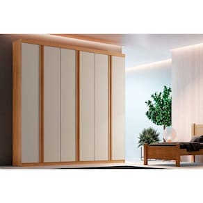 Guarda Roupa Casal Filadélfia 6 Portas e 4 Gavetas Naturale/Off White - Rufato