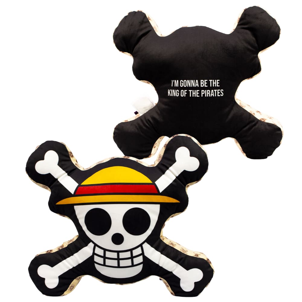 Almofada 3D Caveira Luffy Chapéu De Palha Aveludada Oficial One Piece Toei