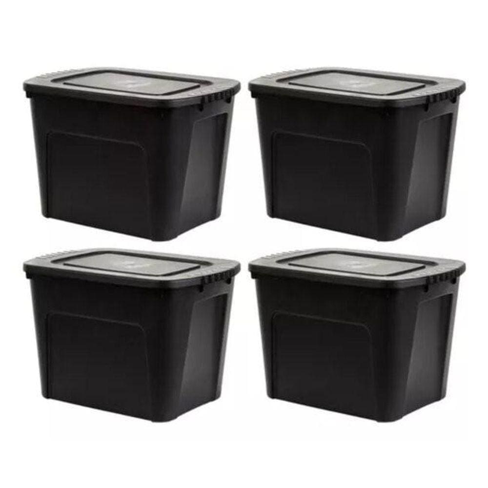 Kit 4 Caixas Organizadoras Ecobox 80L Preta