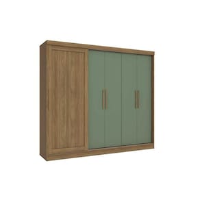 Guarda Roupa Casal Flex 5 Portas e 4 Gavetas N564 Nogueira/Verde Oliva - Kappesberg