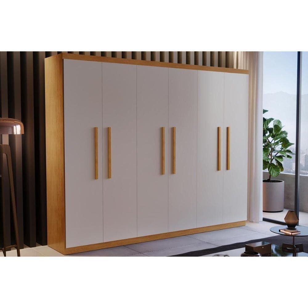 Guarda Roupa Casal 6 Portas e 2 Gavetas Espanha Naturale/Off White - Rufato