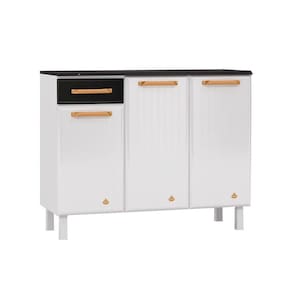 Balcão de Cozinha Modulado Diamante Smart 3 Portas e 1 Gaveta c/ Tampo 105cm Branco/Preto - Telasul